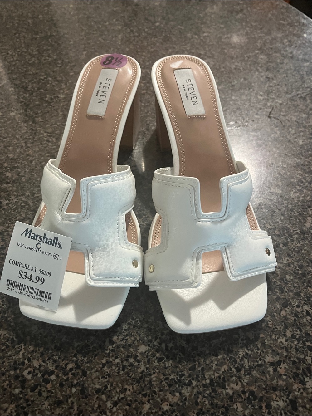 STEVEN by Steve Madden White Leather Slide Mules